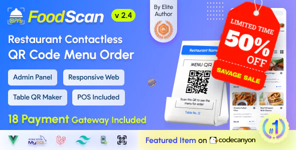 FoodScan - Qr Code Restaurant Menu Maker and Contactless Table Ordering System with Restaurant POS